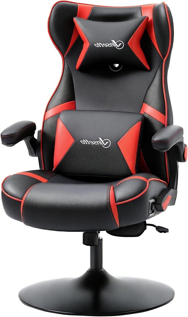 Gaming Stoel - Bureaustoel Computerstoel - Comfortabel Gamen - Geintegreerde Bluetooth Luidsprekers - 69x73x112-118cm - Rood Zwart