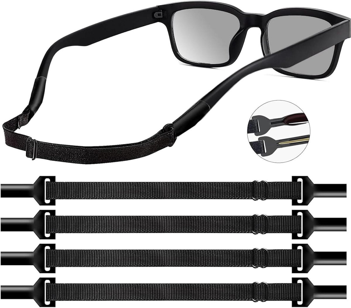 Brillenband 4-pack - Zonnebrilkoord - Sport en Buiten - Anti-loslating Design - 24-34 cm
