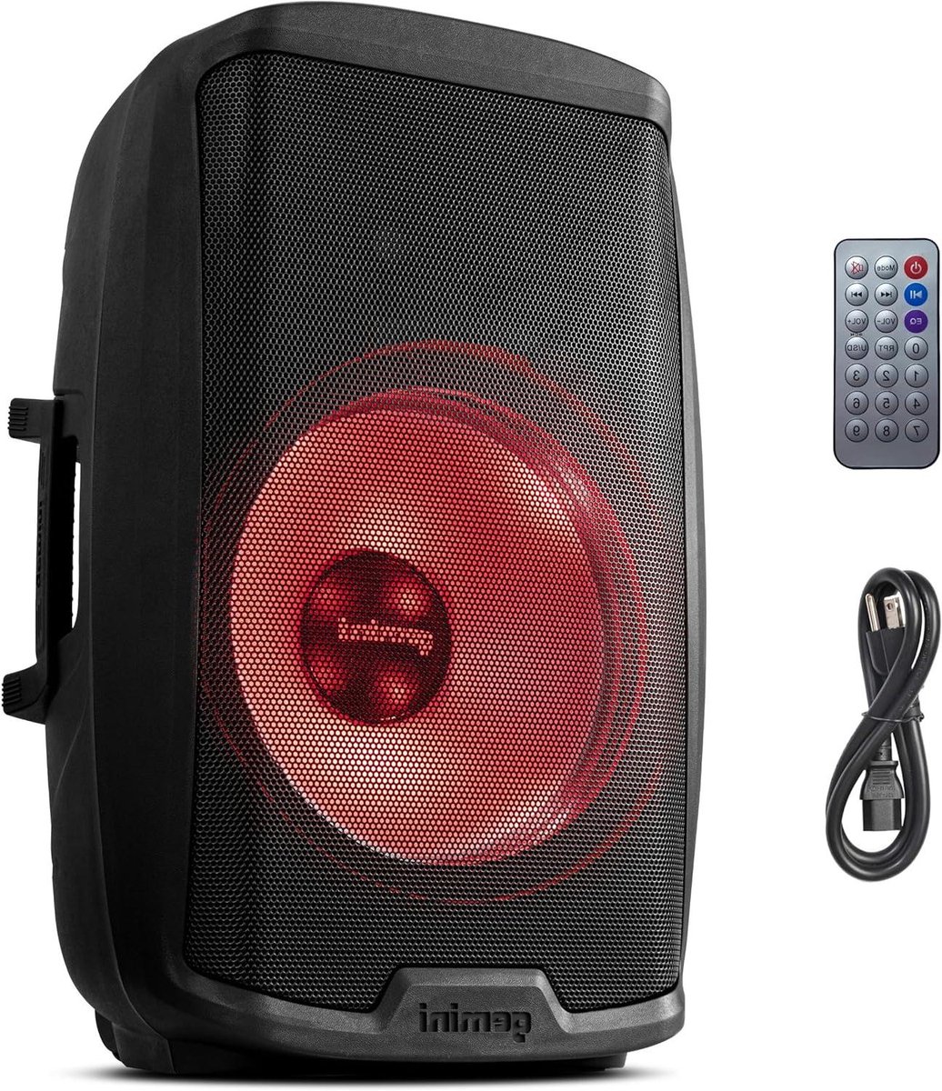 PA Systeem - Bluetooth Luidspreker - Feest Geluid - LED Verlichting - 15 Inch - Zwart