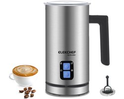 Melkopschuimer - Melkklopper - Elektrisch - Koud/Warm - 130ml - RVS - Verwarmt tot 65 graden - 15x 21cm - geïsoleerde dubbele wand