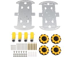 DIY Car Kit, DIY voor MECANUM Wiel Robot Auto Kits 4WD Smart Voertuig met Metalen Chassis voor TT Motoren Omnidirectionele Beweging Educatieve STEM Projecten