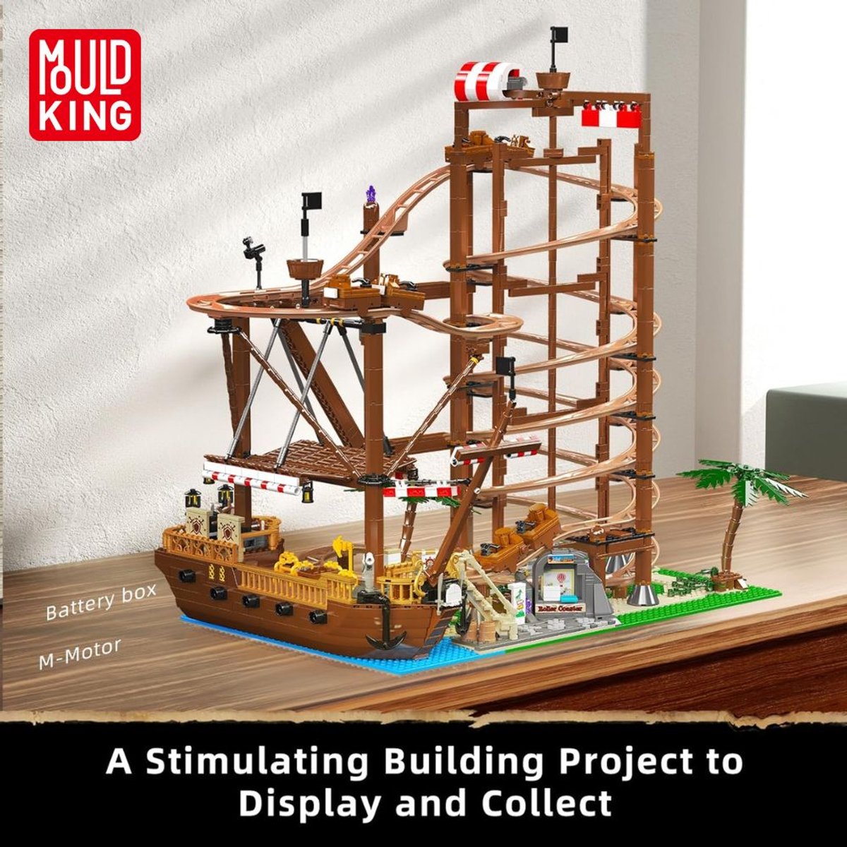Mould King 11013 Double Helix achtbaan bouwset | Kermis architecture ideas modelbouw | Technische creator classic speelgoed bouwpakketten voor volwassenen & kinderen | Expert icons muziekdoos | Motor niet geschikt voor Lego technic | 2174 bouwstenen — afbeelding 9