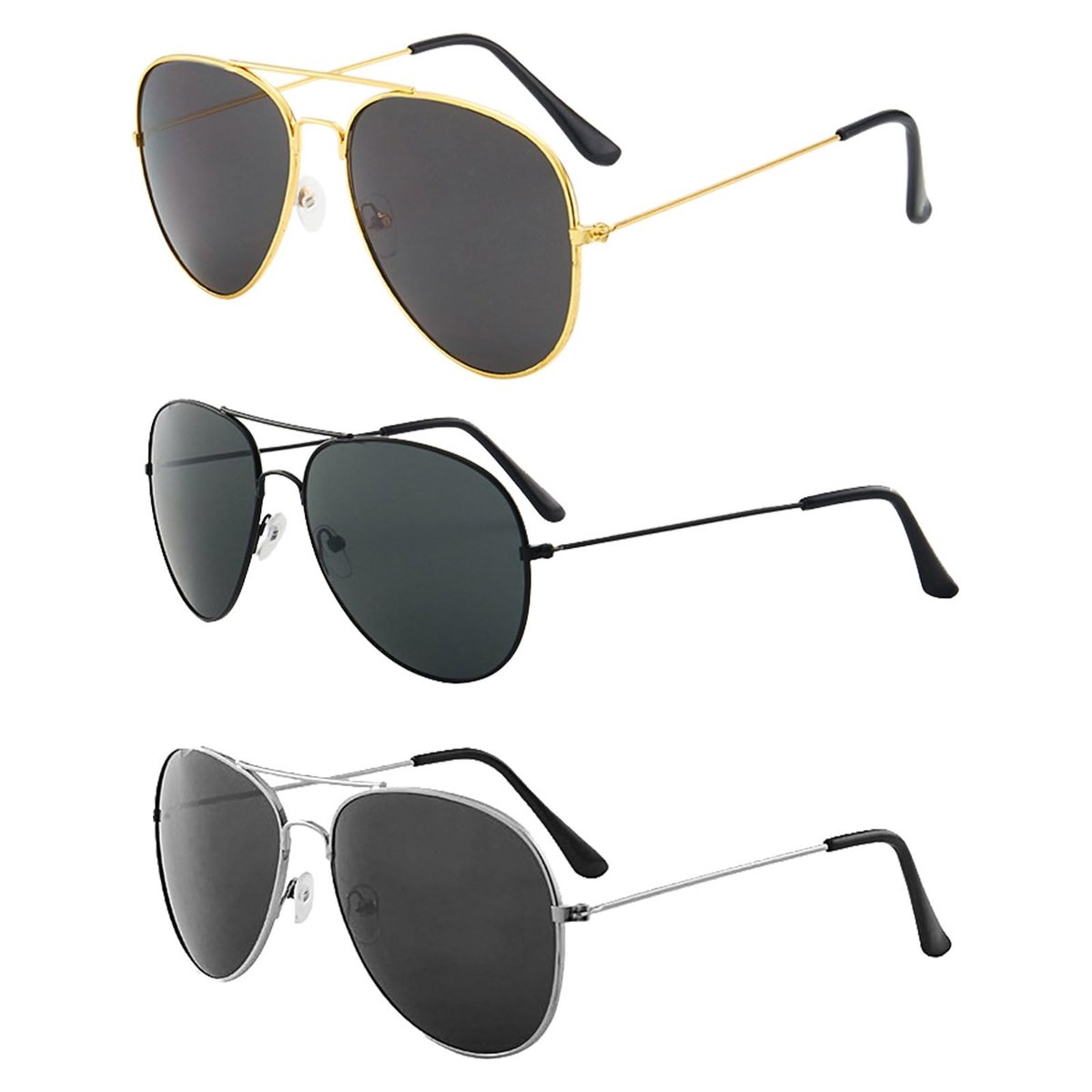 Allecto - van 3 Pilot Zonnebrillen met UV-bescherming - Unisex Metalen Frame