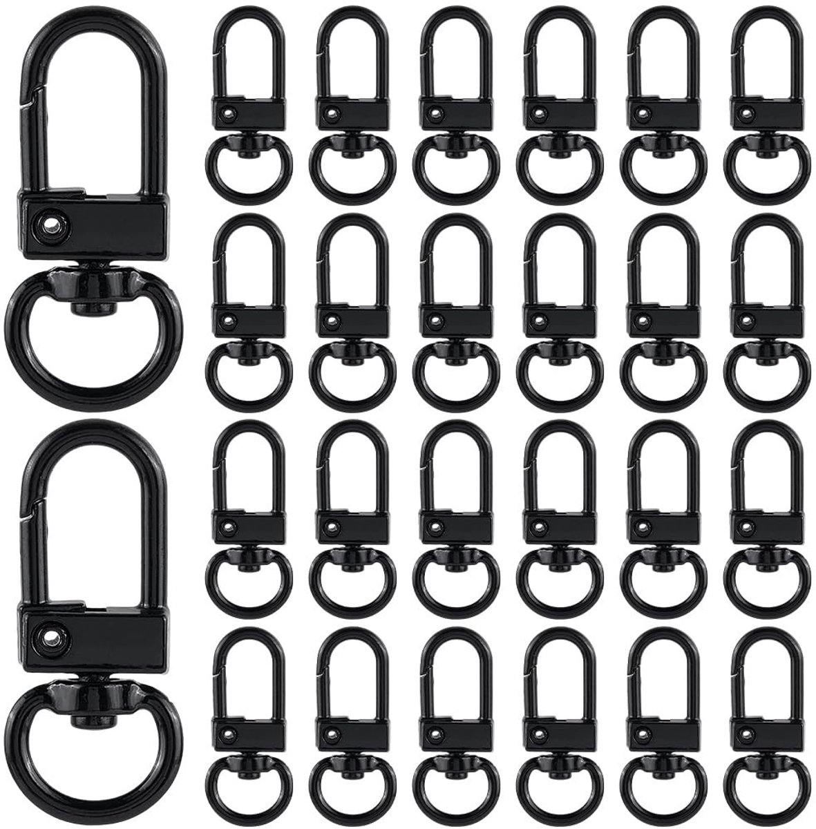 CRASPIRE 36pcs Zwarte 360° Rotatie Zinc Alloy Swivel Clasps - Voor Sleutelhangers en DIY Projecten