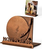 Vinyl Platenhouder - LP Standaard - Now Playing Vinyl Display - Albumhouder - Vinylplaten Opslag - Spiraalgroef Textuur - LP Vinyl Houder - Rustiek Woonaccessoire - Vinyl Liefhebbers Cadeau - Platenstandaard - LP Accessoires - Zwart