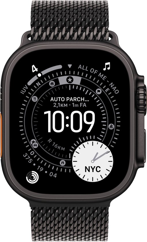 Apple Watch Ultra 3 Cellular 49mm Black Titanium Case with Black Titanium Milanese Loop - Large