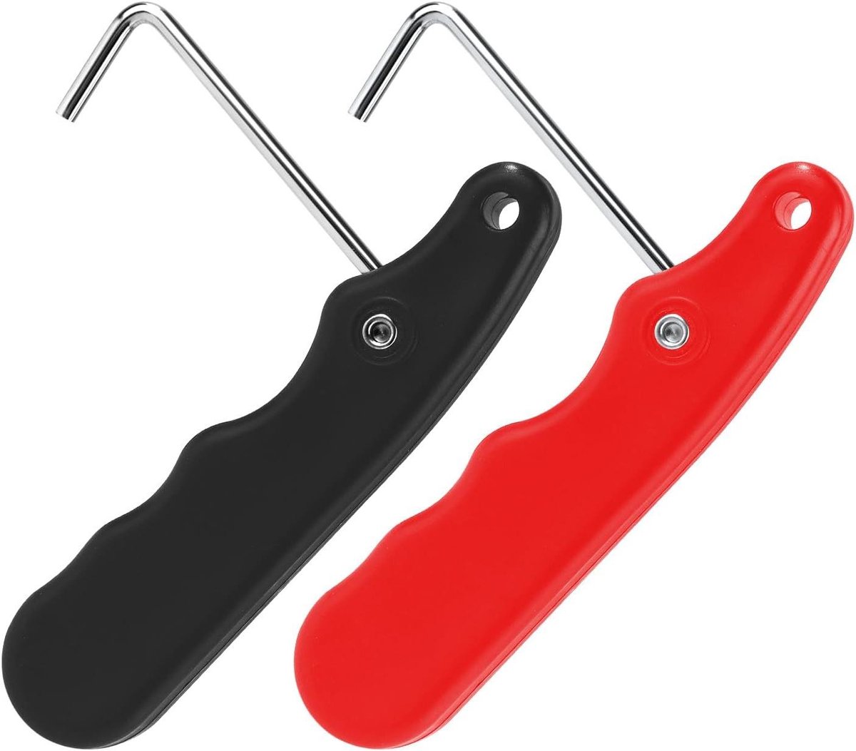 Schaatsveterspanner Set - Schoenvetertrekker - Schaatsen Aantrekken - Opvouwbaar Ontwerp - 9.5x4.5x1.5 cm - Rood Zwart