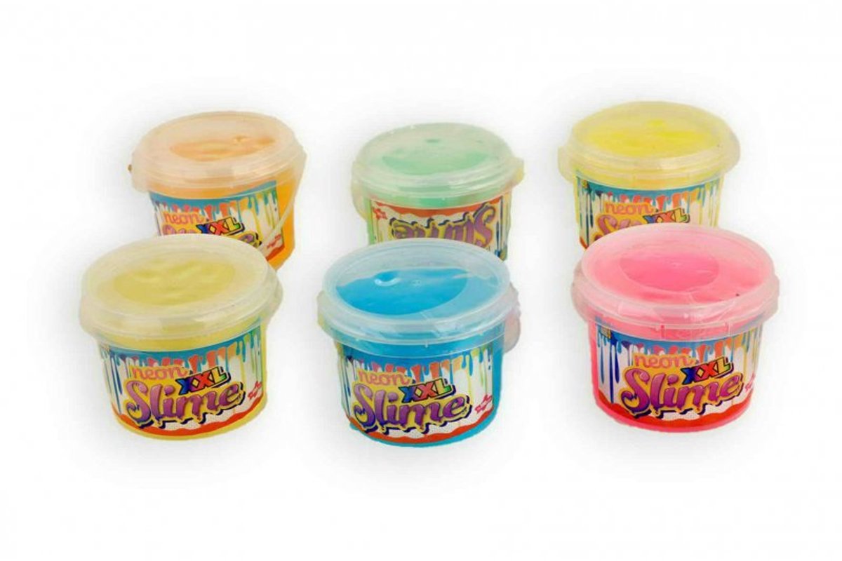 Kidsfun slijm neon kleur in emmer 500 gram speelgoed putty.