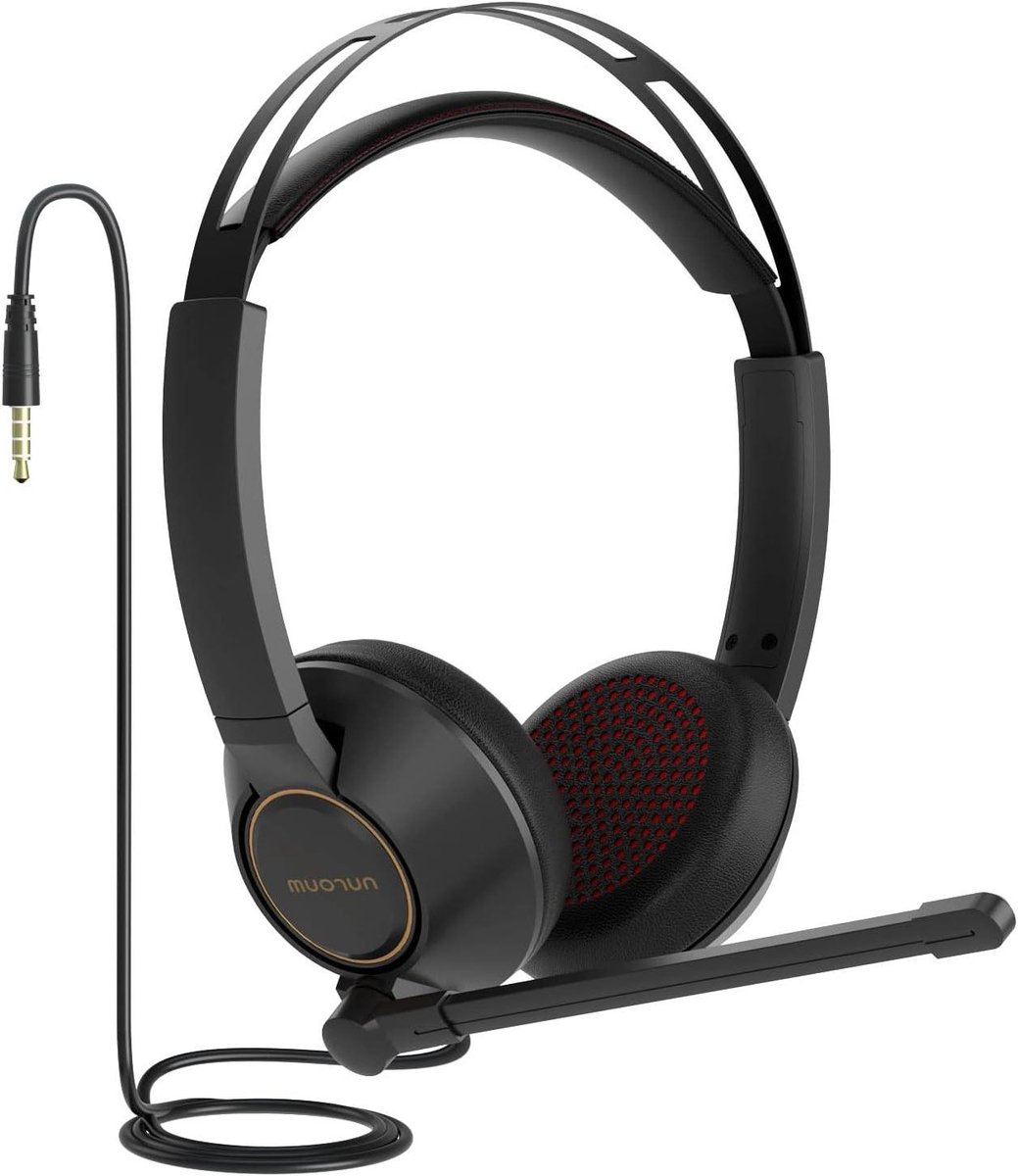 Bedrade PC Headset - Stereo Hoofdtelefoon - Online Vergaderen - 270° Draaibare Microfoon - 3.5mm Jack - Zwart