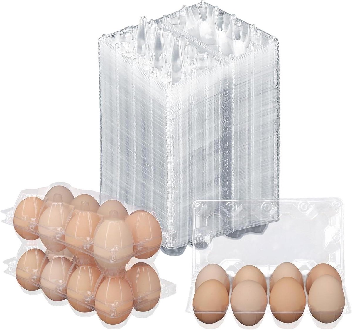 Eierdozen Plastic - Eierhouders - Opslag Thuis - Stapelbaar Ontwerp - 150 Stuks - Helder