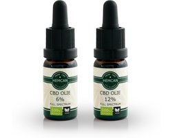 Organische CBD Olie 6% en 12% - 2 flesjes (20ml) - Full Spectrum - Vegan - 100% Natuurlijk - Nieuw