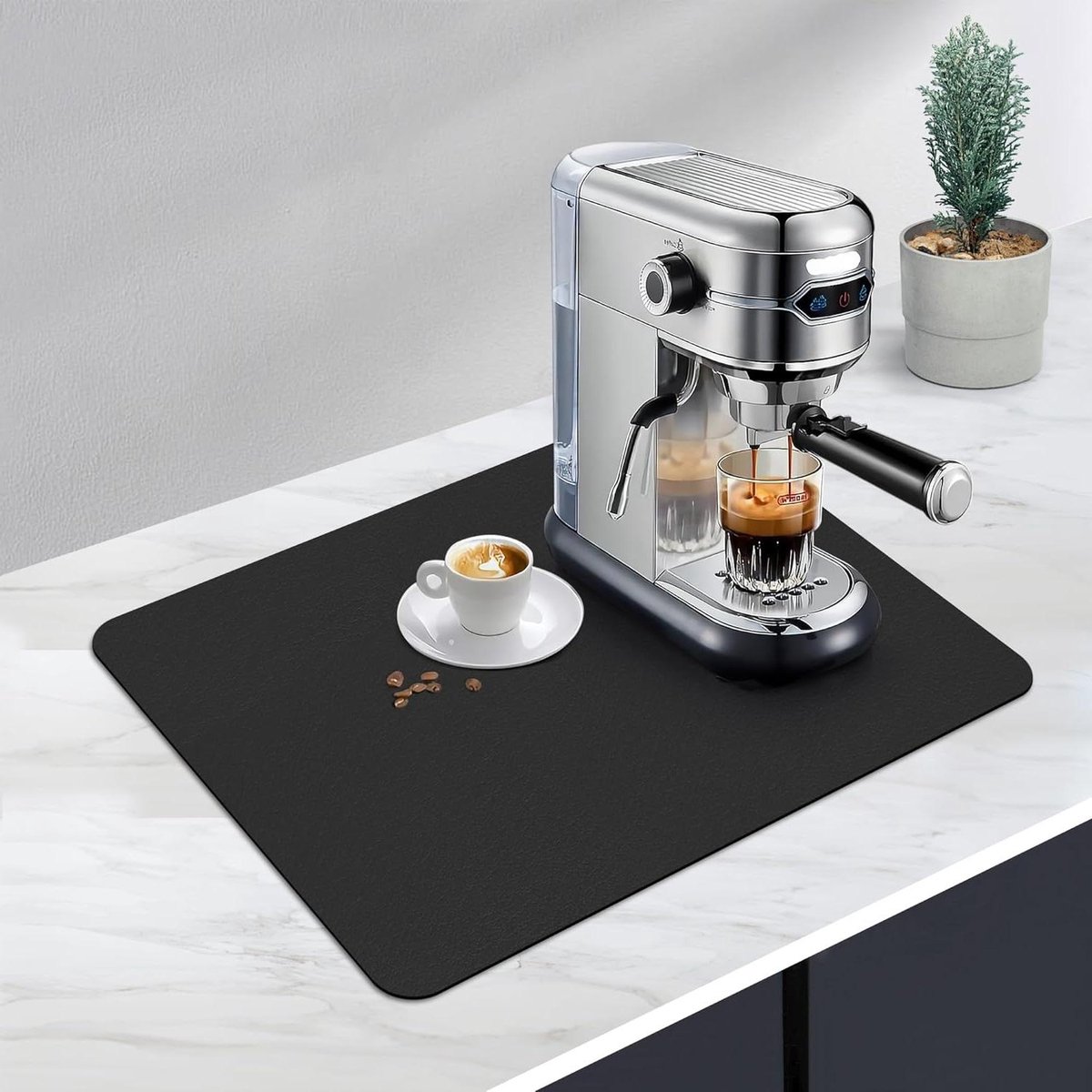 Afdruipmat Keuken - Droogmat Gootsteen - Snel Drogen - Sterk Absorberend PU - 40x30 cm - Zwart