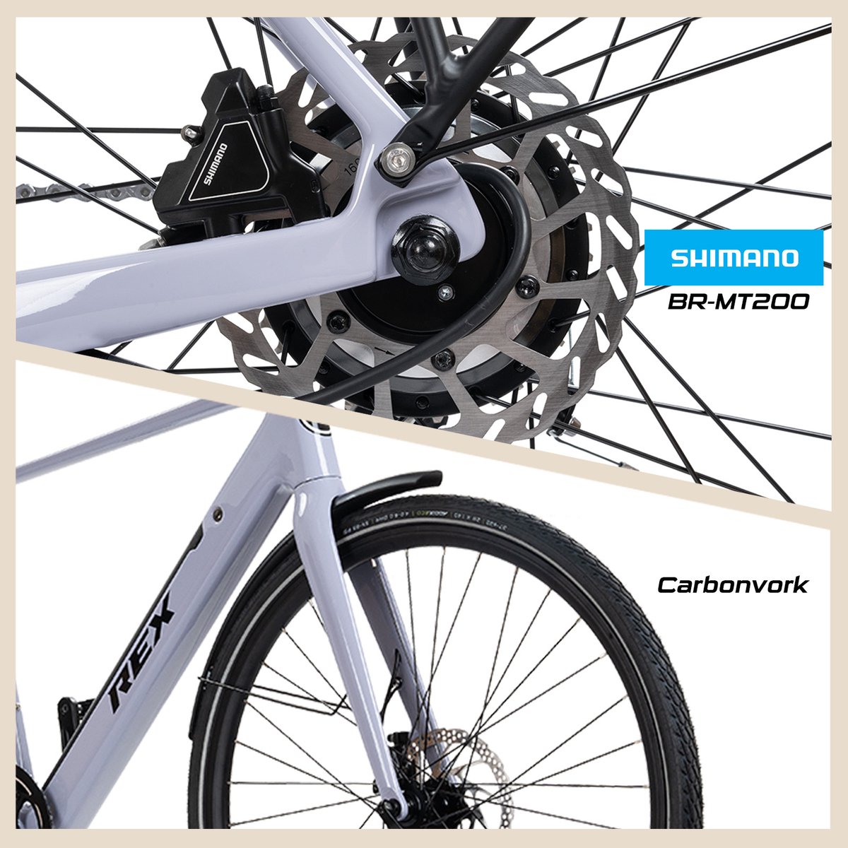 Rex Carbon City Elektrische Fiets - 28 inch elektrische fiets unisex- stadsfiets - Achtermotor 250W - SHIMANO 12 Versnellingen - voor dames en heren thumbnail 5