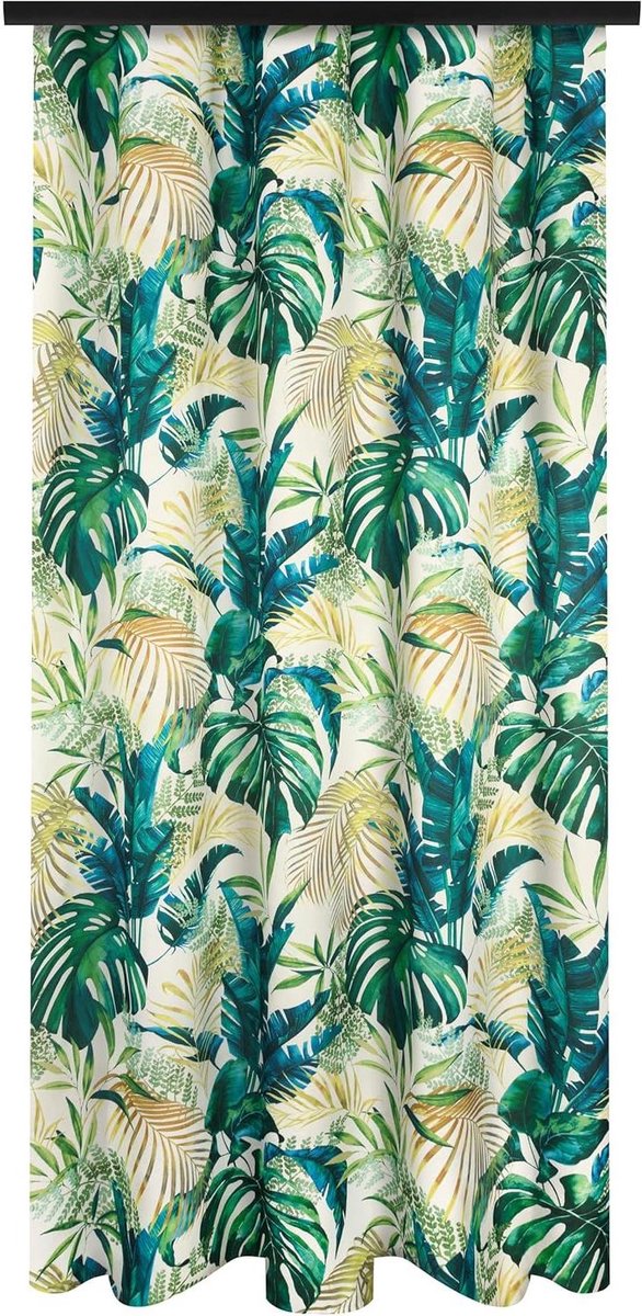 Gordijn met lint - Raambekleding decoratief - Woonruimte verfraaien - Plantenmotief bladeren - 140 x 260 cm - Groen goud