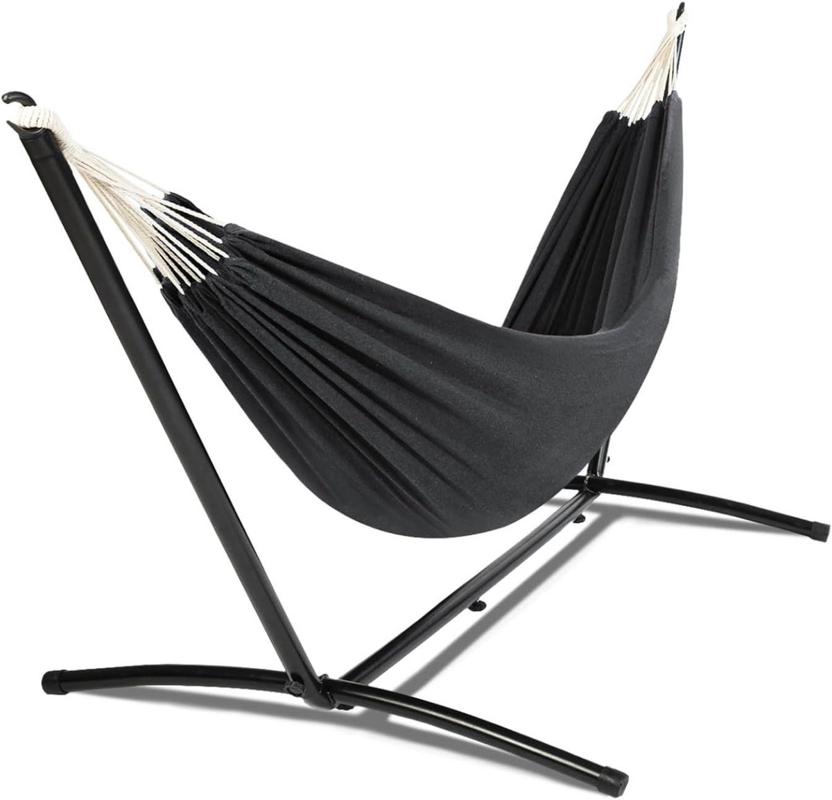 Hangmat met Standaard - Schommeldoek - Buiten Ontspannen - Stabiele Metalen Constructie - 270 x 100 cm - Antracietgrijs