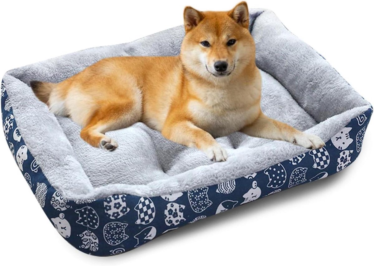 Huisdierenbed - Hondenmand Kattenbed - Comfortabele Rust - Verhoogde Rand Bescherming - XX-Large 70x55cm - Blauw