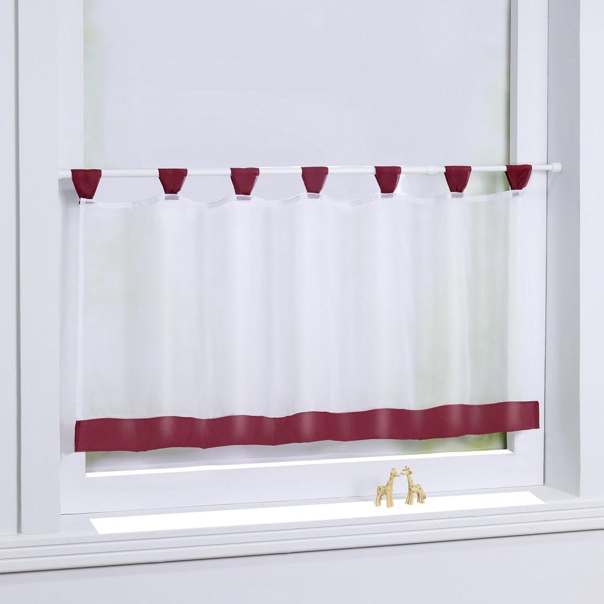 Vitrage Keukengordijn - Keukengordijn Transparant - Keuken Decoratie - Met Kleurband - 45