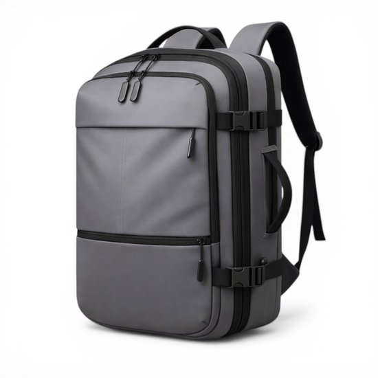 Handbagage Rugzak 60L - Travel Backpack 49x32x20 cm - Laptopvak 17 inch - Cabine Formaat - Grijs