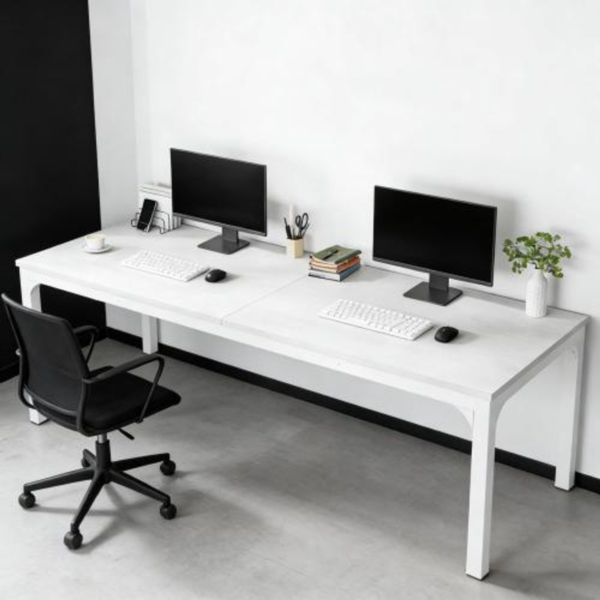 Wishdor Eettafel - Rechthoekig - 6-8 personen - Modern - Wit - MDF en metaal - Voor eetkamer en kantoor - 200 x 70 x 75 cm