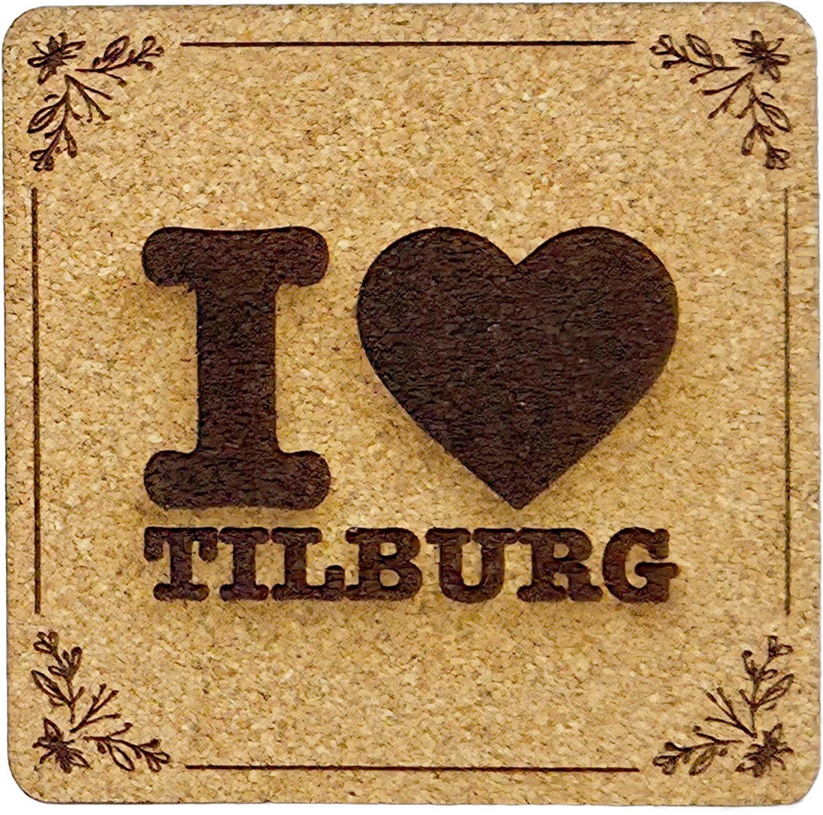 Kurken Onderzetter Tilburg - Glazen Onderzetters - Gegraveerd - Tilburgs
