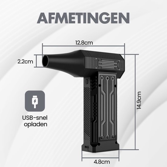 Waxels® Air Duster - Krachtige Elektrische Blaasapparaat 150.000 RPM - Draadloze Turbo Blower - Herbruikbare Perslucht Reiniger - Mini Bladblazer voor PC, Toetsenbord, Auto & Elektronica — afbeelding 5