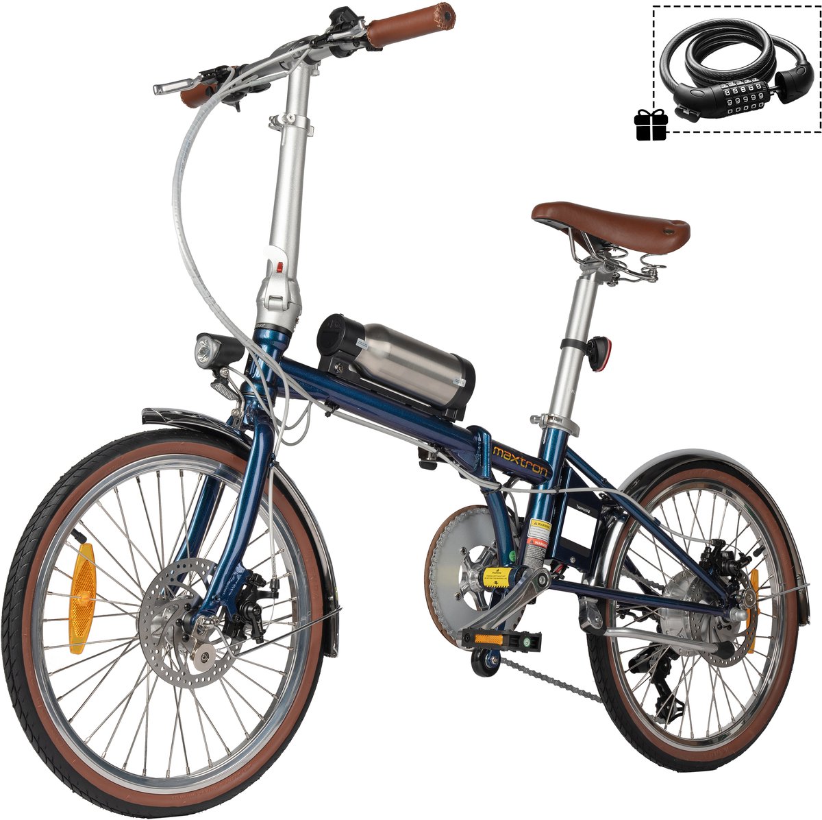 Maxtron Smart20 Elektrische Fiets – 20 Inch Opvouwbare E-bike – 36V 5.2Ah Accu – Actieradius tot 40 km – Shimano 7 Versnellingen – Schijfremmen – Stadsfiets –Inclusief gratis cijferslot– Blauw