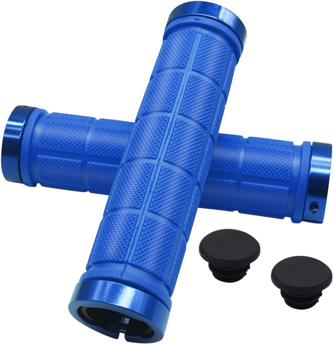 Set van 2 Fietshandvatten 22 mm met Aluminium Sluiting en Rubber Grip voor BMX, MTB en Vouwfietsen