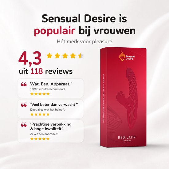 Sensual Desire® Red Lady – 3-in-1 Vibrator – Vibrators voor Vrouwen – 22 standen met Krachtige Stimulatie – Sex Toys voor Vrouwen – G Spot & Clitoris Stimulator – Stil & Waterdicht