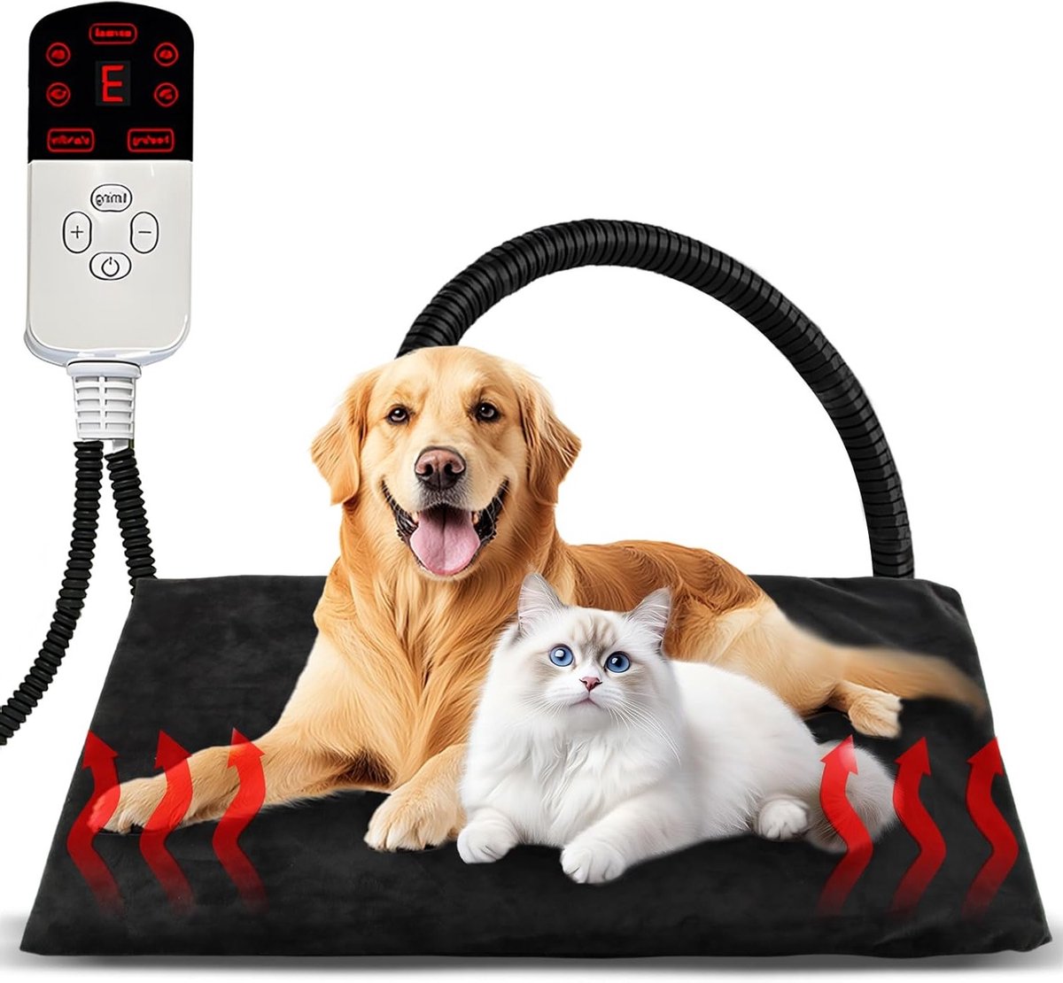 Verwarmingsmat voor Honden en Katten, 70 x 45 cm, Dierlijke Warming Mat met Timer, Temperatuurregeling en Bijtbestendigheid