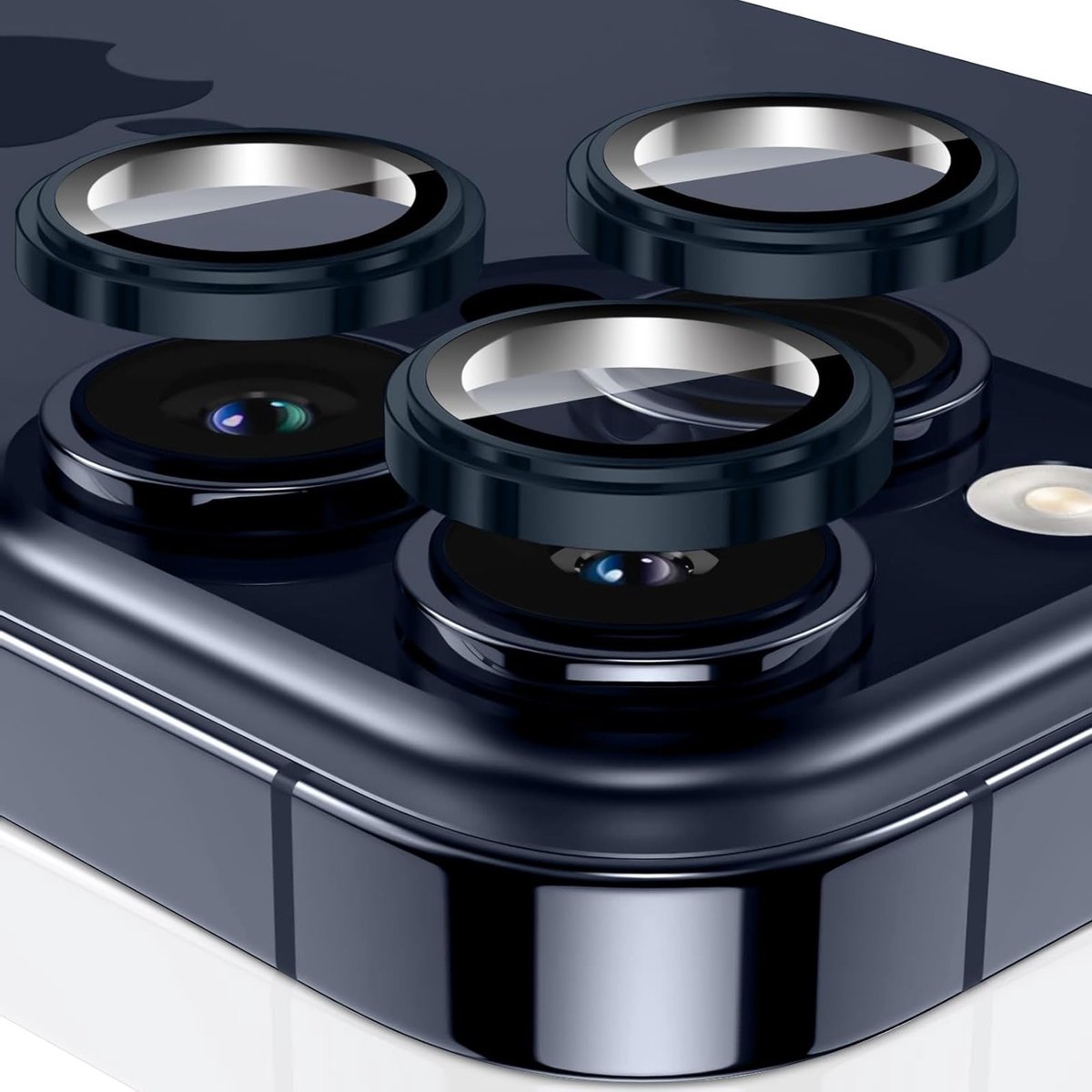 Beschermende Film voor iPhone 15 Pro/15 Pro Max, 9H Anti-Scratch Lensbescherming, Bubble-Free en Aluminium Lensbescherming