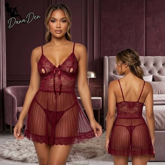 Set de Lingerie sexy  Nuisette avec dentelle et nud  String inclus   Plusieurs... | bol