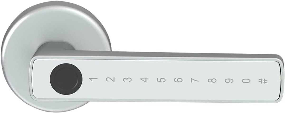 Slim deurslot - Digitaal slot - Toegangscontrole - Meerdere ontgrendelingen - 25 x 20 x 10 cm - Zilver