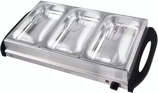 Elektrische Voedselwarmer - Warmhoudcontainer Buffet - Gerechten Warm Houden - Drie Aparte Bakken - 64 x 36 cm — afbeelding 3