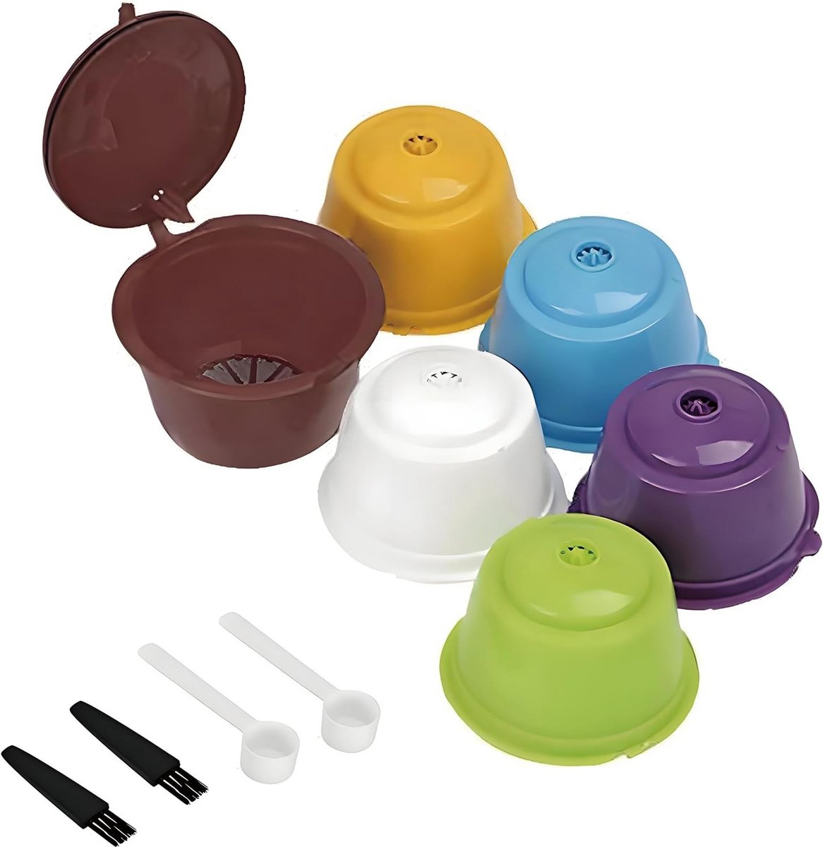 Set van 6 Herbruikbare Koffiecapsules voor Koffiemaker, Duurzame Plastic Capsules, Navulbare Capsules voor Thuis, Appartementen en Cafés