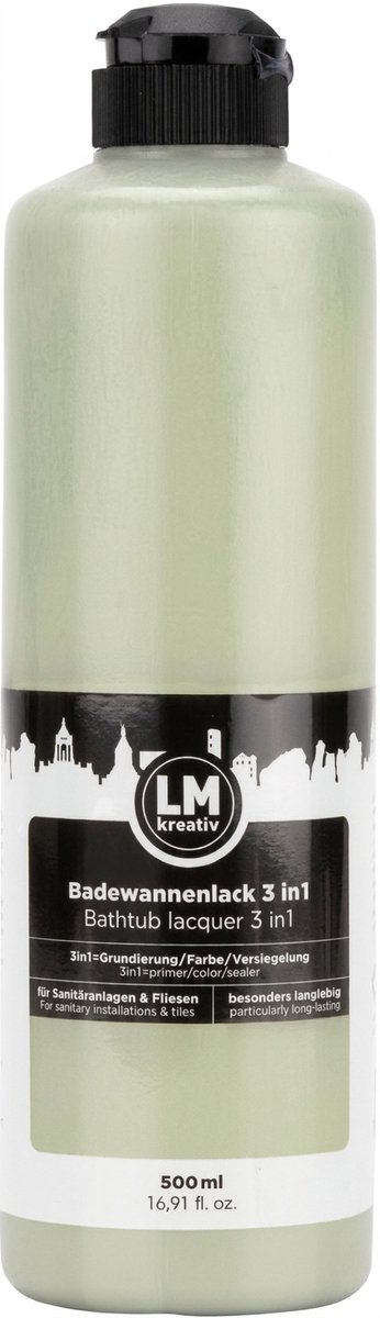 LM-Kreativ Muurverf - Tegelverf voor Badkamer - 3-in-1 Hechtlaag, Kleurlaag en Beschermlaag - Lindegroen - 500 ml