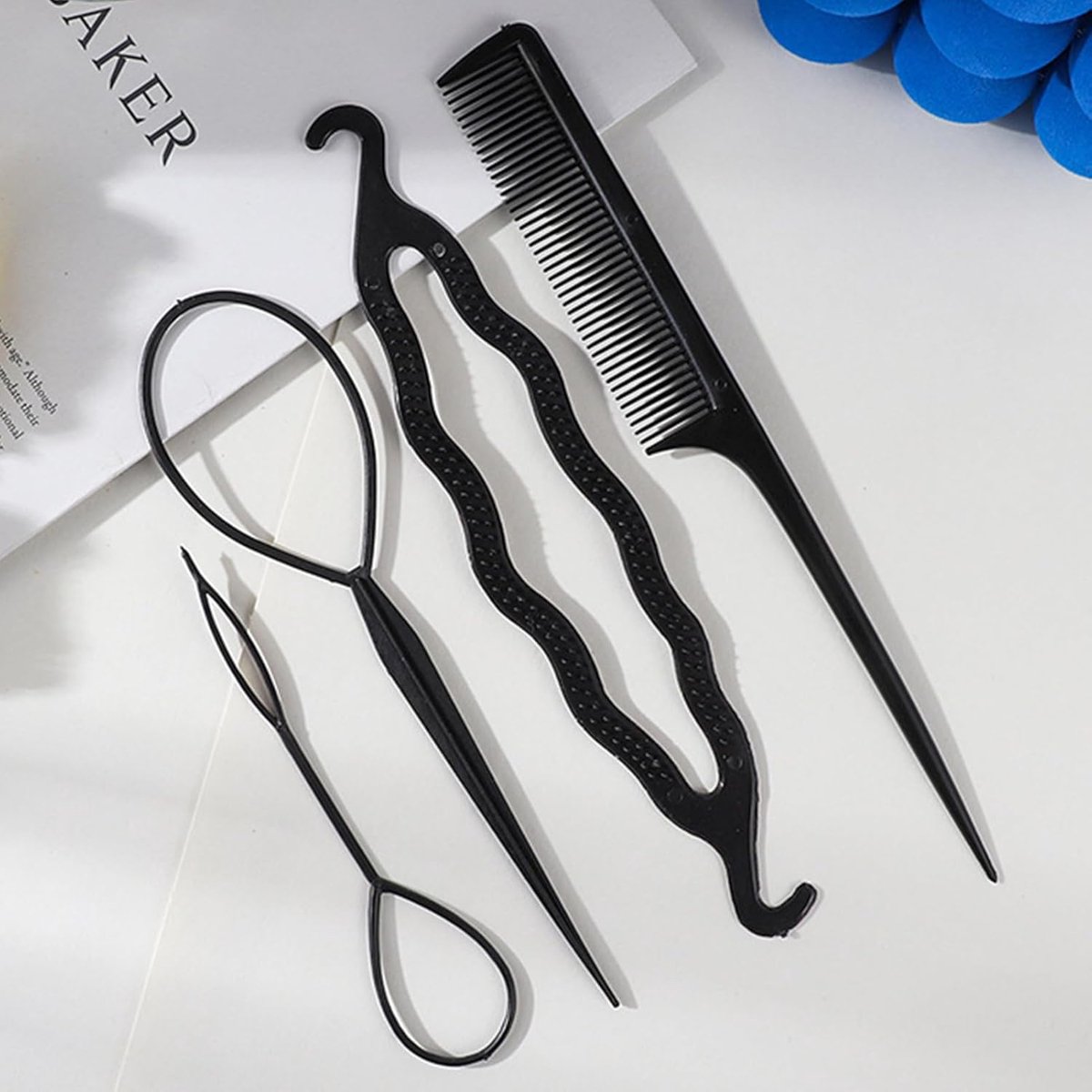 Haarstyling Set - Vlecht Hulpmiddelen - Doe-het-zelf Kapsels - Duurzaam Hars Materiaal - Verschillende Maten - Zwart