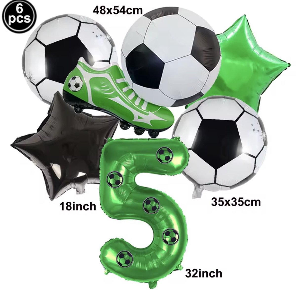 Voetbal Ballonnen Set – Cijfer 5 – Verjaardag Decoratie – Kinderfeest