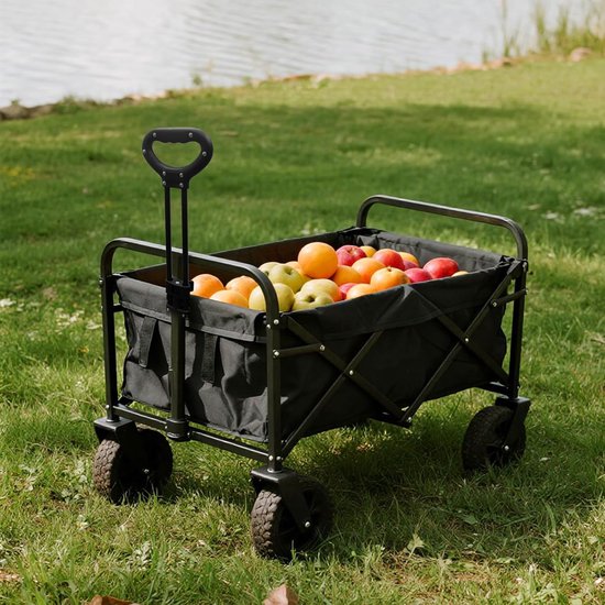 Stevige opvouwbare handkar 80x43x65 cm draagvermogen 125kg multifunctionele opvouwbare trolley met verstelbare handgreep en afneembare waterdichte hoes draagbare opvouwbare trolley geschikt voor boodschappen strand kamperen Zwart van Merkloos — afbeelding 3