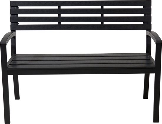 Relaxwonen Tuinbank – Weerbestendig Staal – Draagvermogen 220 kg – 119 x 50 x 75 cm – Zwart
