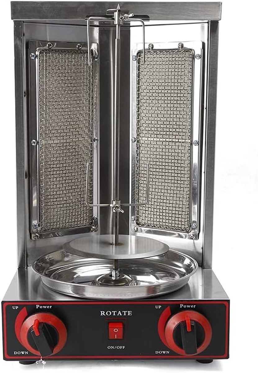 Verticale Grill - Draaigrill Tafelgrill - Thuis Grillen - 360° Warmteverdeling - 29.5 x 30 x 48cm - Roestvrij staal
