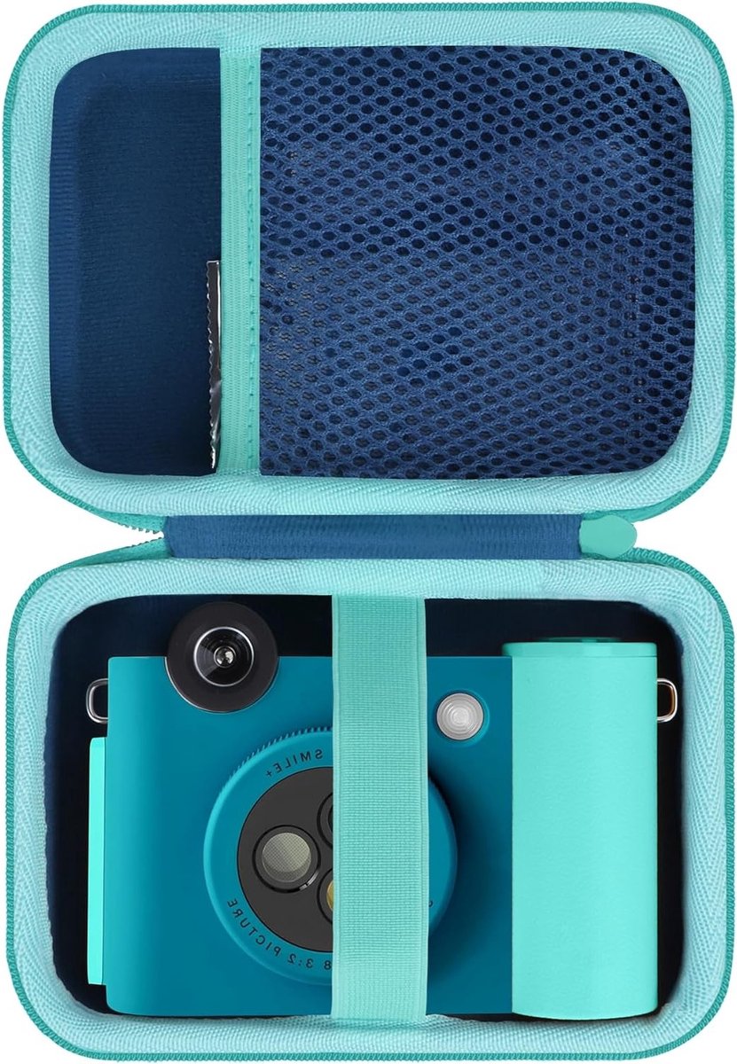 Duurzame Etui en Housse voor 2-in-1 Digitale Camera en Fotoprinter, Geschikt voor KODAK Smile+, Donkerblauw en Muntgroen