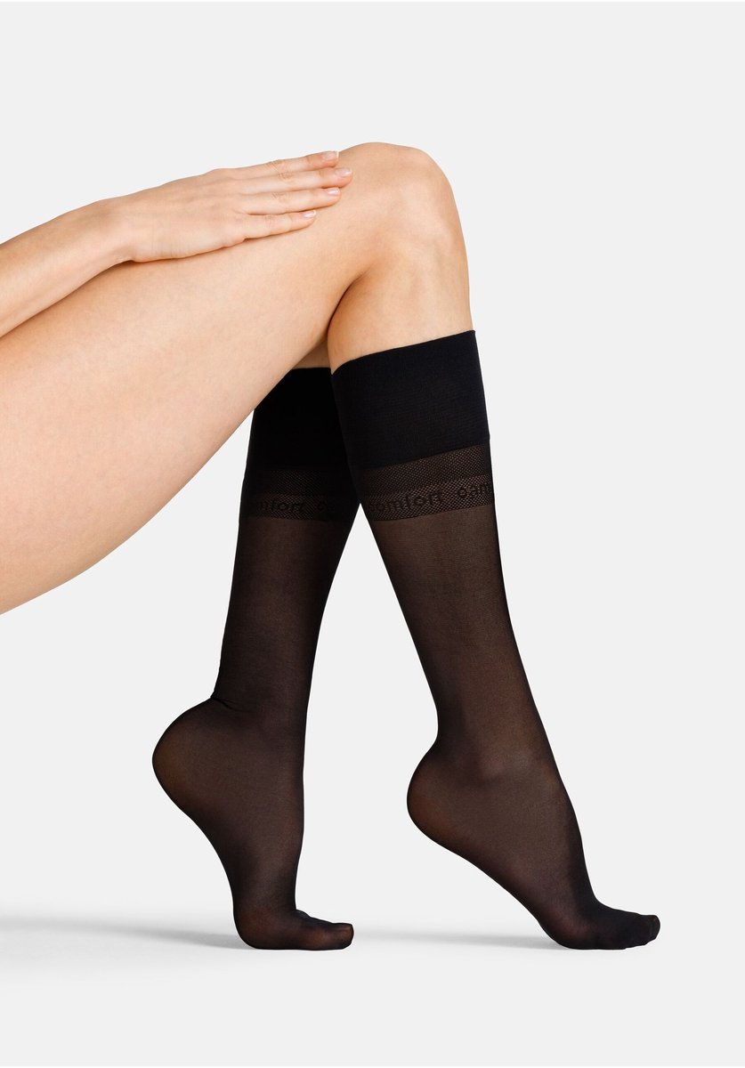 Camano , Kniekousen Kousen Fijne kniekousen, 20 den transparant doorschijnend semi-transparant, aangenaam comfortabel, comfortabele boord platte naad draagcomfort comfort, casual vrouwelijk klassiek. black