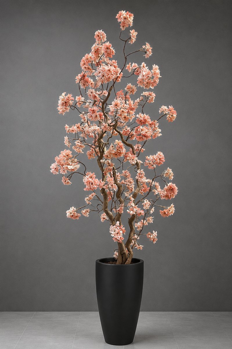 Seta Fiori Cherry Blush - Kunstbloesemboom Roze 150 cm - Handgemaakt in Nederland - Echte Houten Stam - Grote Sakura Kersenbloesem voor Binnen roze, pink, blush pink