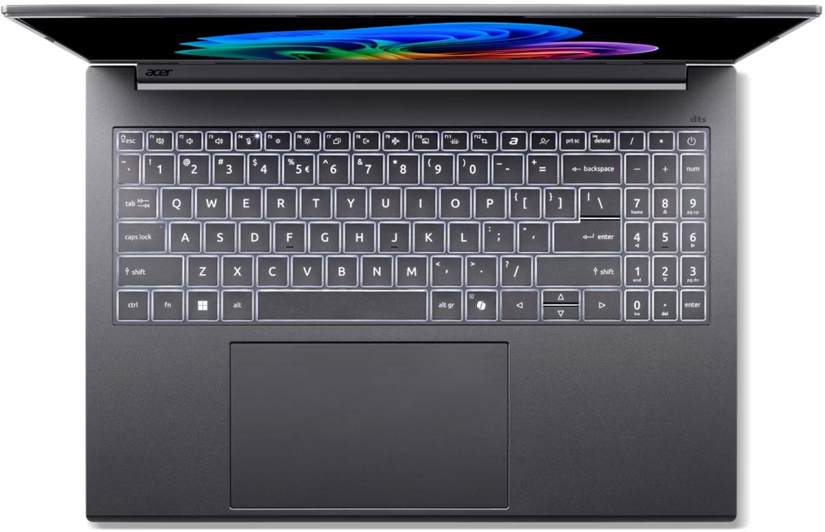 Aspire 16 AI A16-52M-59QP - Copilot+ - Laptop - 16 inch 120Hz - Core Ultra 5 - 16Gb - 512GB SSD - Verlicht toetsenbord - Grijs thumbnail 4