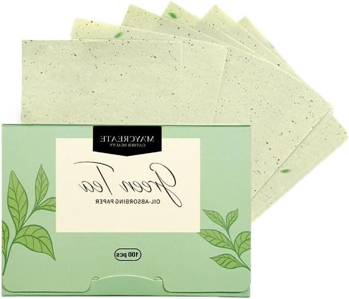 Gezicht Blotting Paper 4-pack - Olieabsorberende Vellen met Plantaardige Essence en Groene Thee Aroma voor Gezonde Huidverzorging