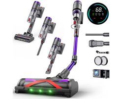 Steelstofzuiger Draadloos - 600W/58Kpa - 4 Zuigniveaus - Slimme vuilherkenning - Vacuum Cleaner - Kruimeldief - Draadloze Snoerloze Stofzuiger - Zonder Zak - Op Accu