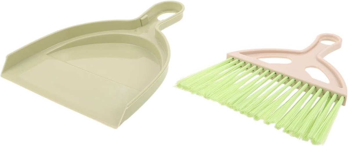 Mini Bureaureinigingsset - Handbezem Stofblik - Snelle Opruimklussen - Compact Draagbaar Ontwerp - 20.5 x 17 cm - Groen