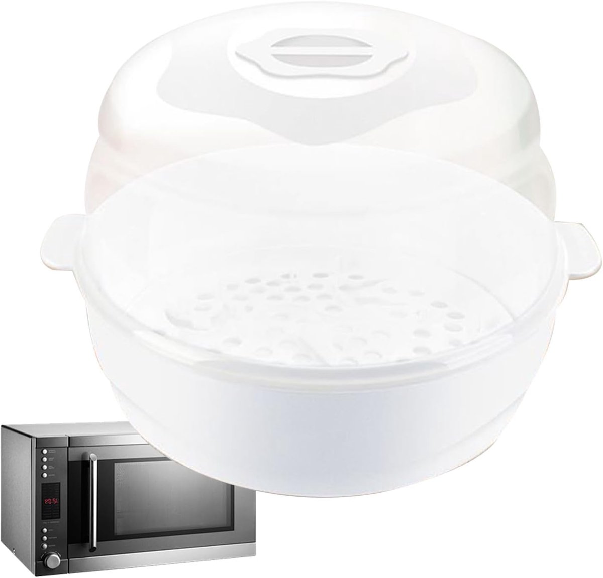Magnetron Stoomreiniger - Babyfles Sterilisator - Hygiënisch Reinigen - Hittebestendige Handgrepen - 22.5 x 22 x 17.5 cm - Meerkleurig