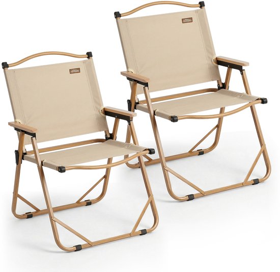 NIVADA Campingstoel 2pcs - Beige - Opvouwbaar - 120kg Draagkracht - Tuinstoel - Strandstoel - Klapstoel