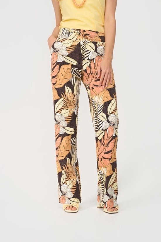 MI PIACE - Pantalon de voyage droit imprimé botanique Espresso 202089 - Taille : S